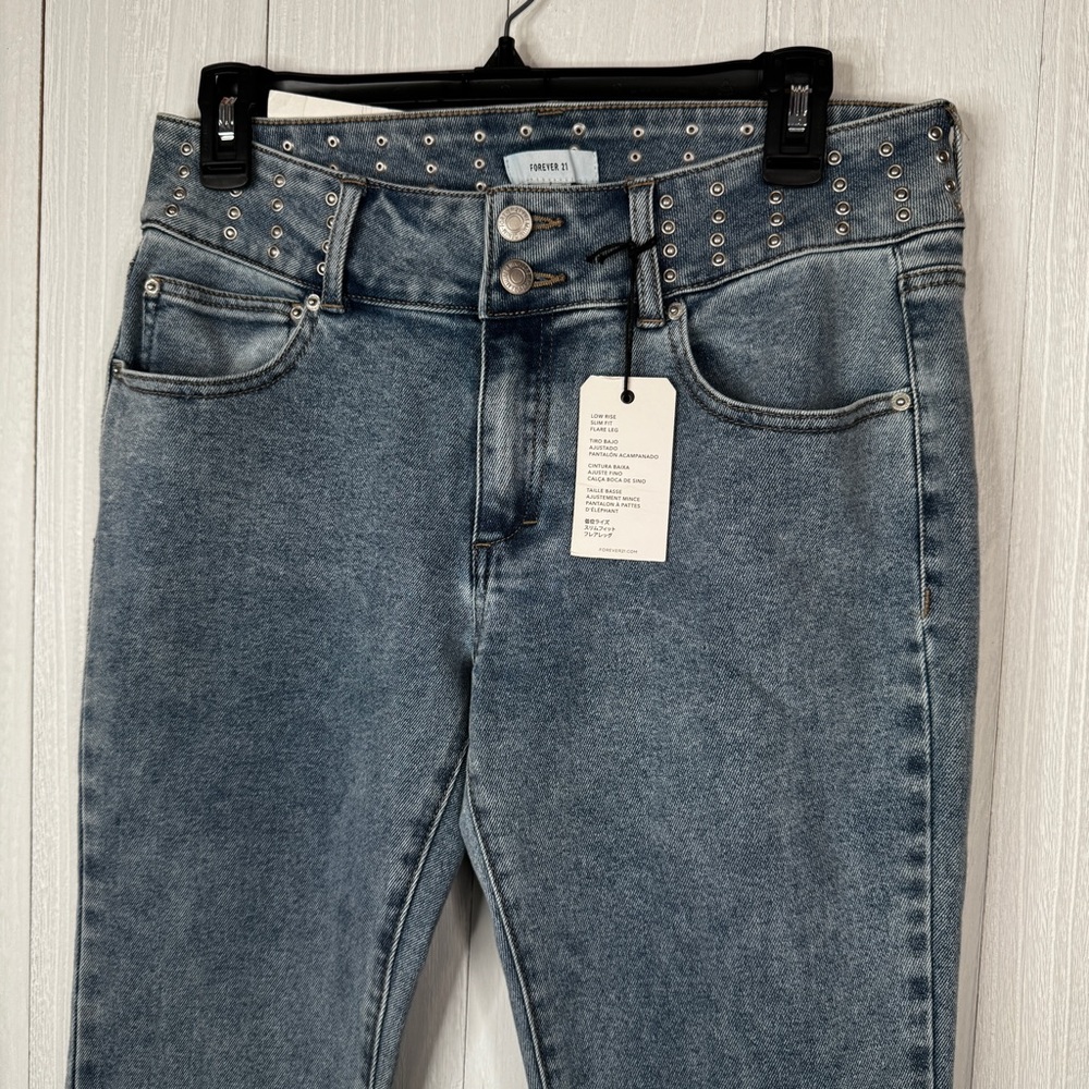 Forever 21 Light Blue Low Rise Flare Jeans Y2K